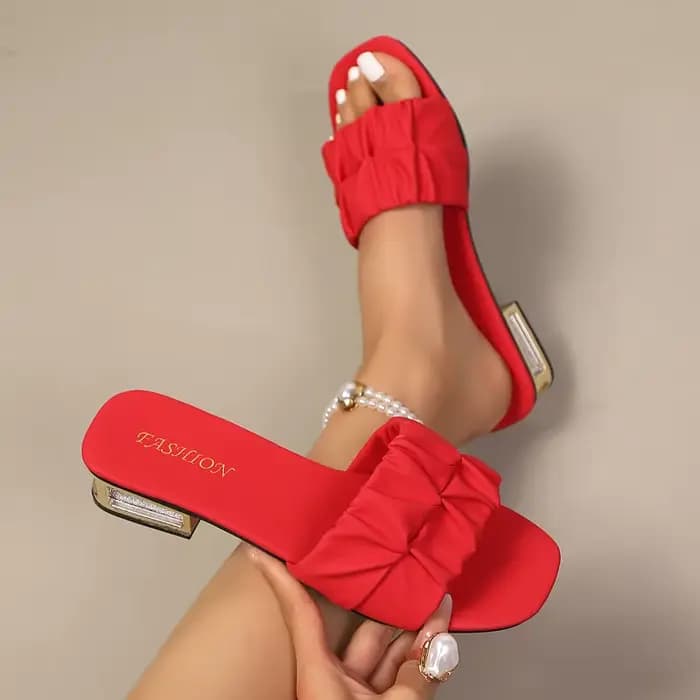 Magnifiques pantoufles à talons bas, collection été 2026, talons épais tendance, style coréen, chaussures polyvalentes, grandes tailles pour femmes