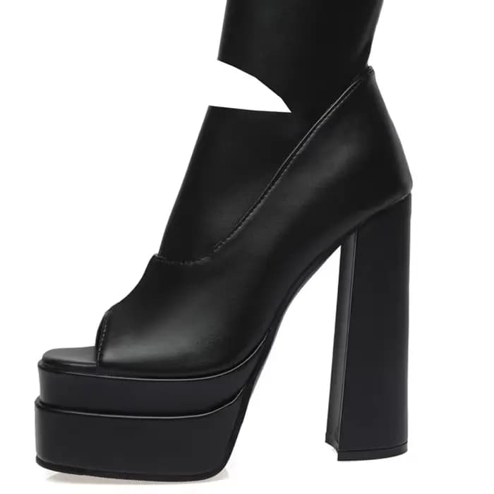 BLXQPYT sandales femmes nouveauté créateur de mode Sexy évider Peep orteil été élastique botte plate-forme talons grandes chaussures 2022-10
