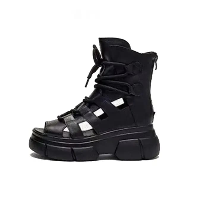 Mode nouvelles Sandales romaines chaussures à plate-forme compensée évidé respirant Femmes