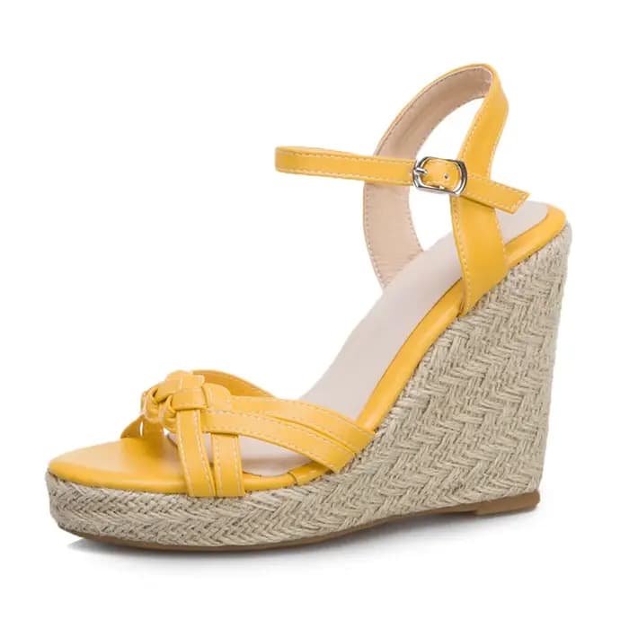 Chaussures compensées sandales pour femmes mode d'été tricoté talons hauts gladiateur tongs décontracté blanc