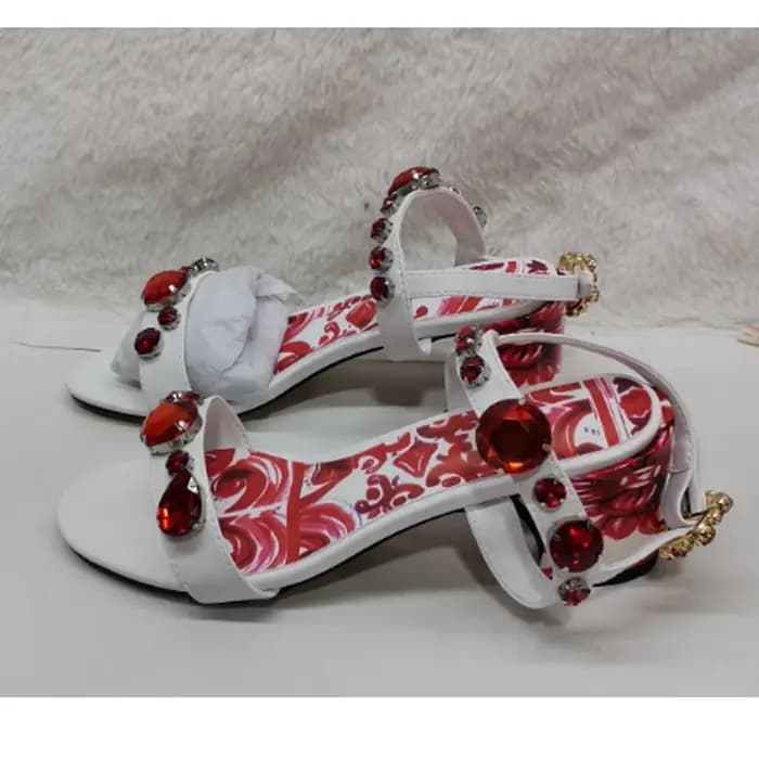 Sandales à talon bloc imprimées en 3D Orange Bohème pour femme