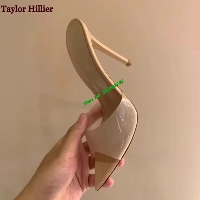 Pantoufles d'Été à Talons Aiguilles pour Femme, Nude, 5cm/8cm/10cm, Mode Française, Sexy, 46, Nouvel