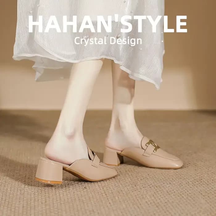 Mules confortables à talon épais grande taille pour femme, à bout ouvert, à enfiler, talons hauts, mode printemps-été, chaussures plates de ville