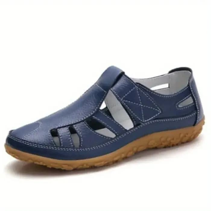 Sandales plates pour femmes, style pêcheur, bout rond, aspect cuir, avec fermeture auto-agrippante, découpes, décontractées, pour la marche quotidienne, l'été et les voyages