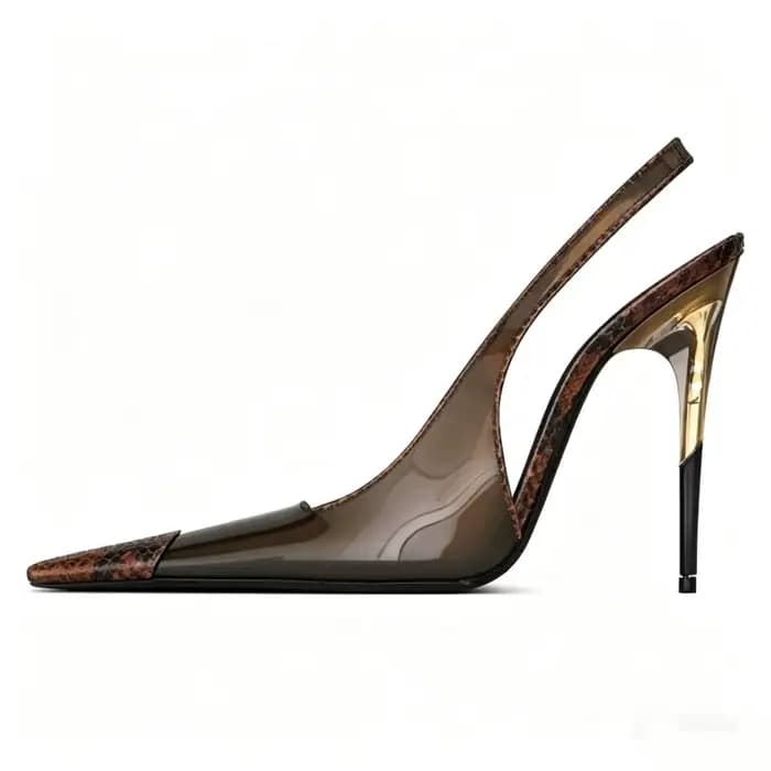 Nouveauté 2026 – Escarpins de luxe sexy à talons hauts transparents, imprimé serpent, en cuir PVC no