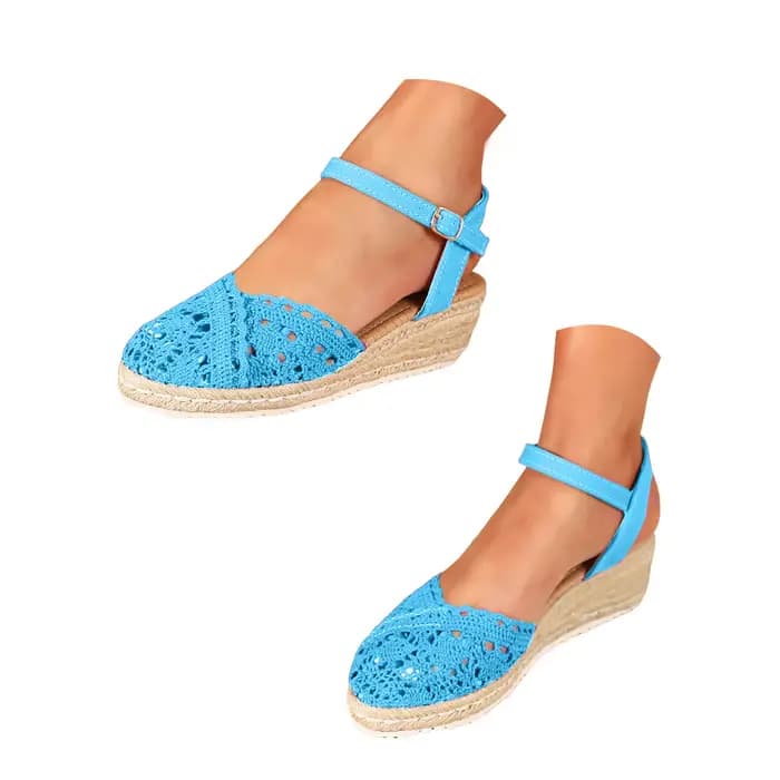 Sandales compensées en espadrille crochetées à la main 2026 pour femme – Chaussures plates ajourées respirantes pour l'été – Sandalias de Mujer Verano