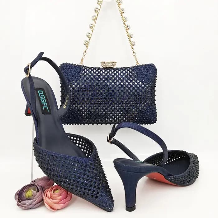QSGDavid-Chaussures pointues creuses à talon moyen