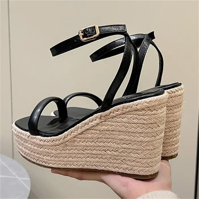 Eilyken Nouvelles sandales d'été à bout carré et bride à boucle pour femme