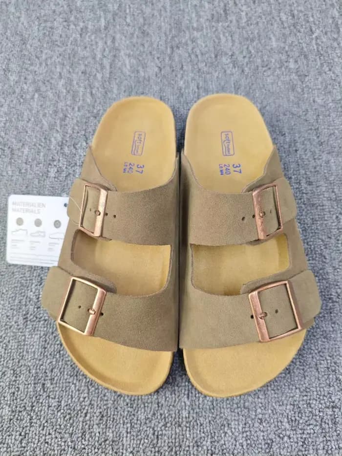 Sandales plates de plage unisexes style vintage à double boucle avec semelle intérieure en liège – C