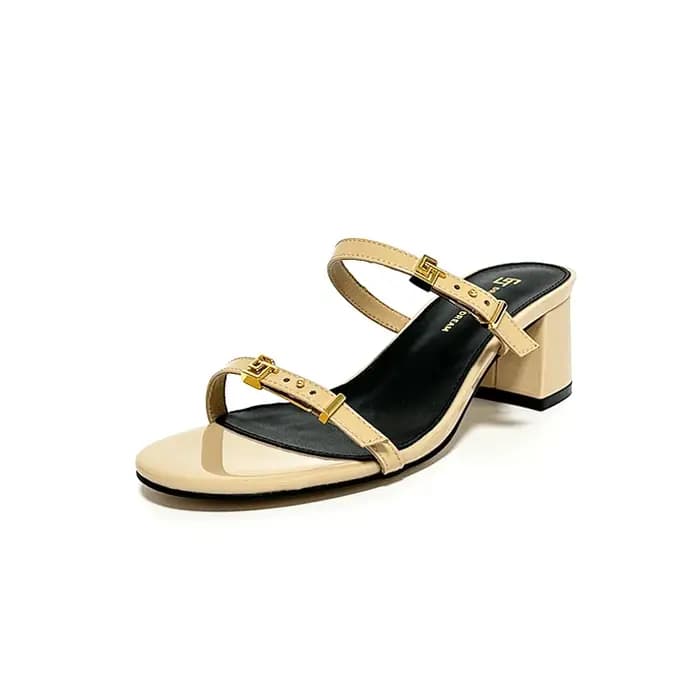 Pantoufles en cuir à tête ronde