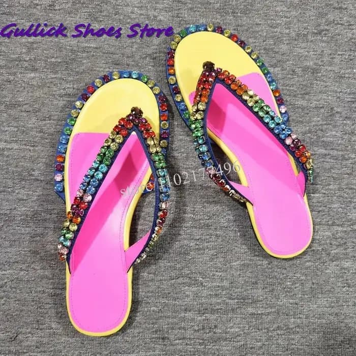 Sandales scintillantes en cristal coloré pour femmes