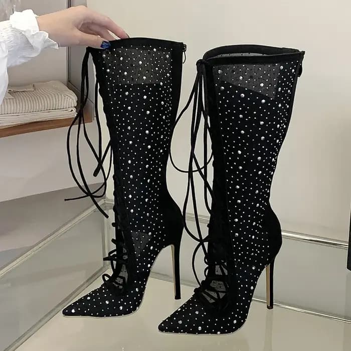 Eilyken Design Bottes hautes sexy pour femme à bout pointu