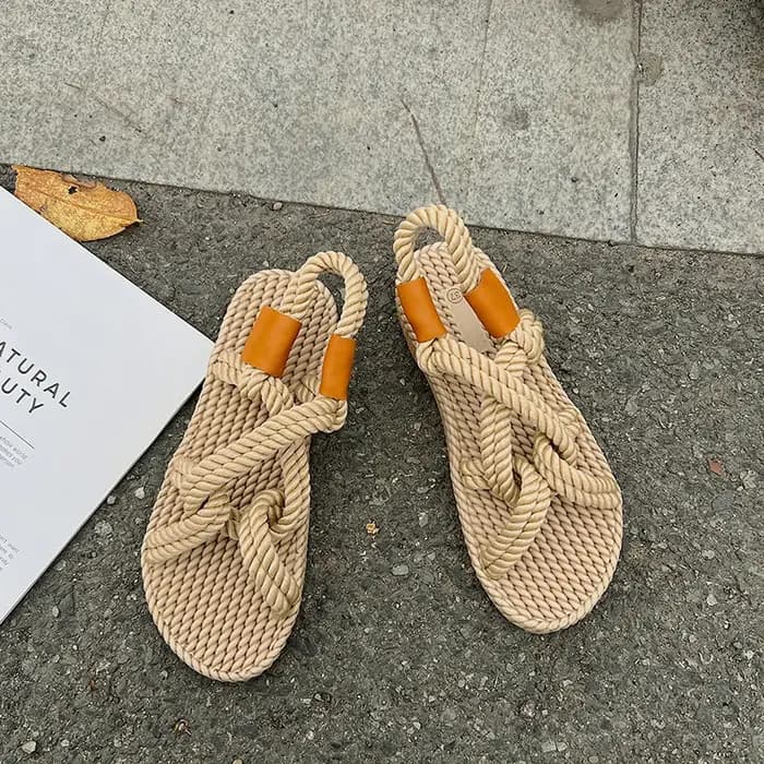 Sandales femme corde tressée avec Style décontracté traditionnel et créativité Simple
