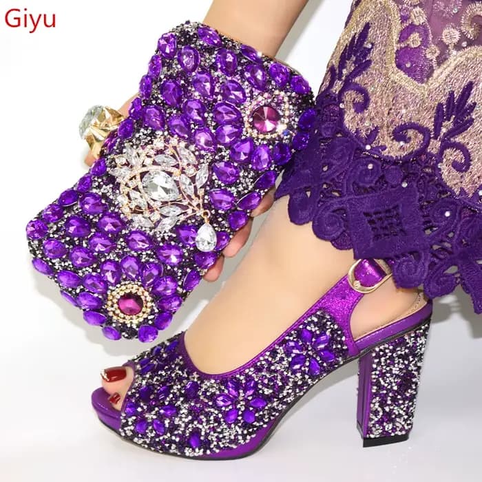 Doershow Ensemble de chaussures et sacs assortis pour femmes Italie Escarpins de fête Ensemble de ch