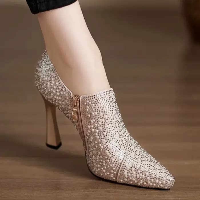 Strass chaussures à talons hauts Sexy bout pointu talon haut chaussure unique de luxe perle cristal