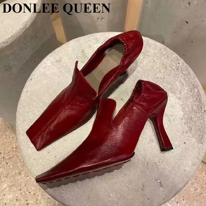 Escarpins Vintage à Talons Hauts Carrés pour Femme