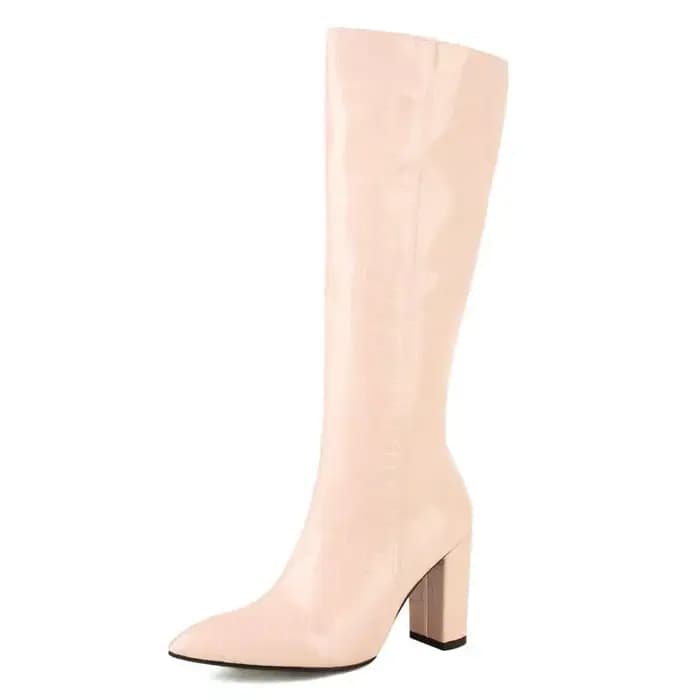 REAVE CAT bottes hautes pour femmes 34 cm bout pointu talon bloc 8.5 cm 46 47 48 chaussons concis S4378