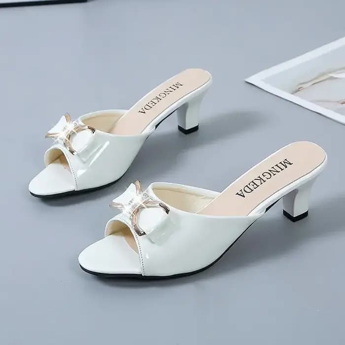 Sandales à talons hauts en cuir PU blanc pour femmes