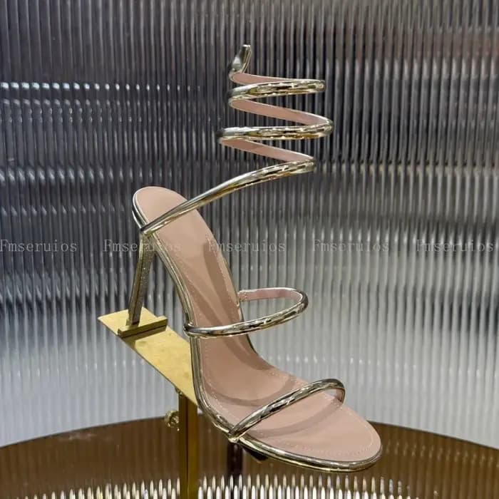 Offre spéciale Sexy talons hauts sandales femme cheville serpent ficelle autour de luxueux haute qua