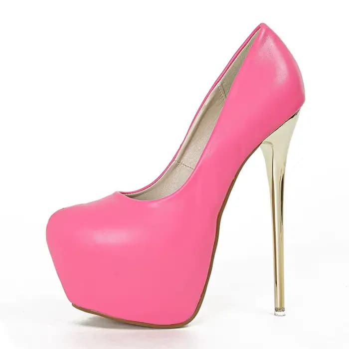 Escarpins à plateforme en cuir PU rose pour femmes