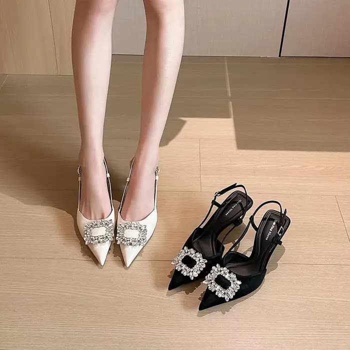 Sandales à talons fins pour femmes, style féerique, ornées de fleurs et de strass, à bout pointu, élégantes et originales