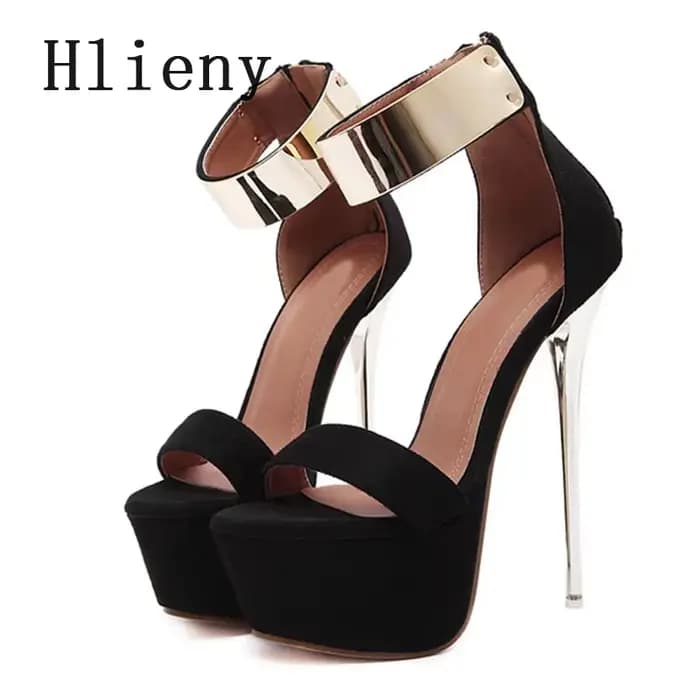 Hlieny été mode bride à la cheville sandales Sexy bout ouvert plate-forme mince talons hauts fête Club décapant chaussures femmes pompes de mariage