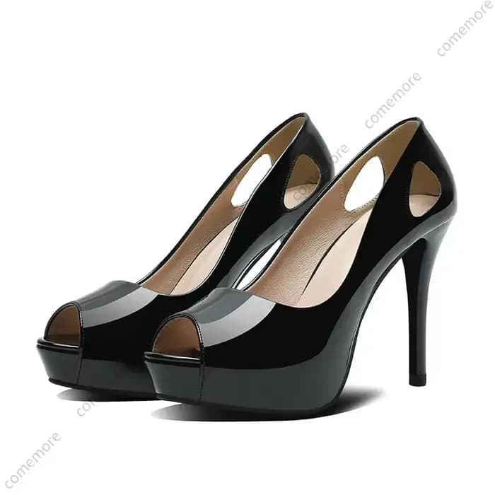 Chaussures pour femmes talon Peep Toe talons hauts dames chaussure noir fond épais sandales peu profondes été 2025