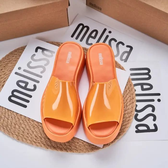 Mini Melissas sandales d'été femmes pantoufles bout carré talons hauts