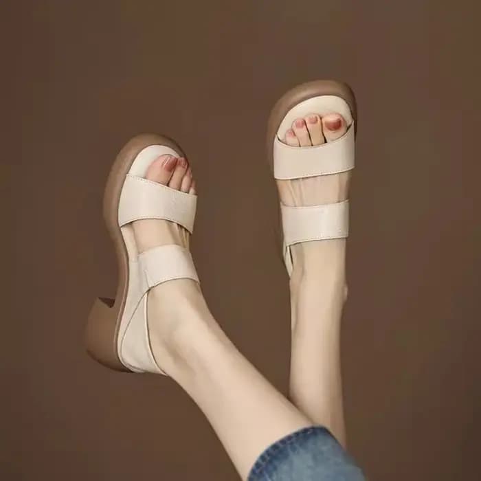 Sandales à talons hauts été nouveau bout rond bout ouvert plate-forme à enfiler chaussures à talons bloc antidérapants