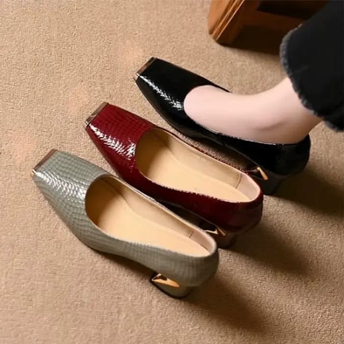 Escarpins français élégants à bout carré pour femmes, semelle souple confortable, talon épais élégant, chaussures de travail professionnelles peu profondes, tailles 35 à 43