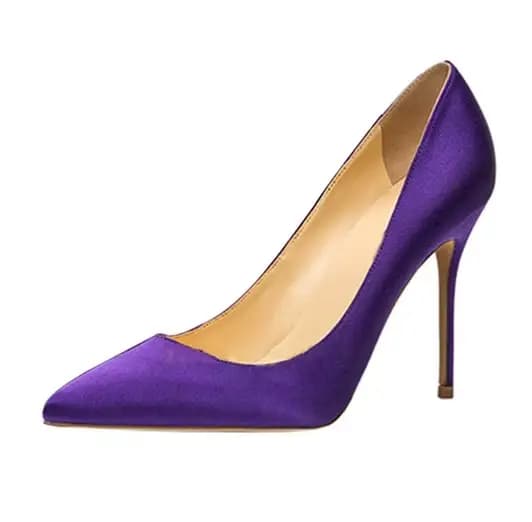 InjSatin-Escarpins pointus à talons aiguilles, coupe peu profonde, sexy, bleu, vert, violet, robe de