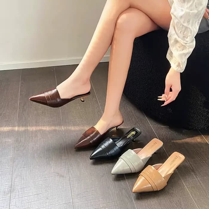 Mules à talons hauts et bout pointu pour femme, sandales d'été, chaussures de luxe 2026, chaussures de marche, sandales à enfiler Mujer Zapatos