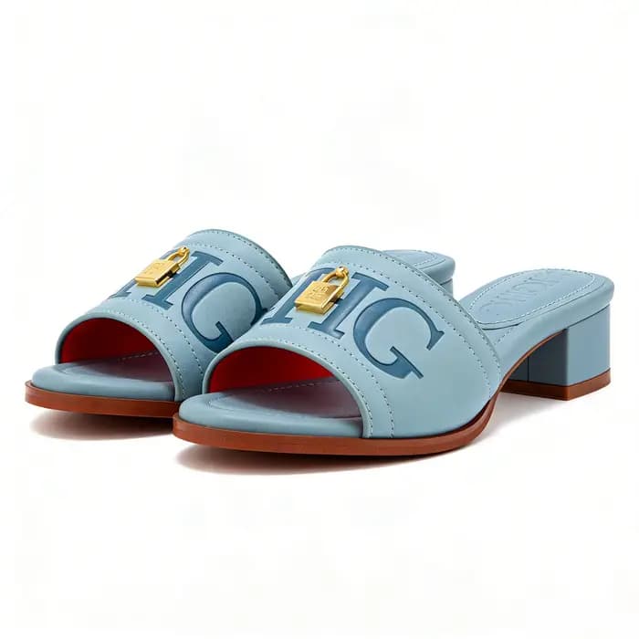 Nouveautés Été Sandales Compensées à Lanière Unique Femme Élégantes Mules à Bout Ouvert Talon Large Cuir Véritable Décor