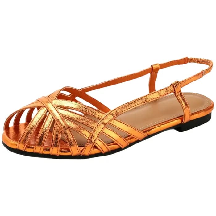 Nouvelles sandales plates style romain orange 2026 à brides croisées