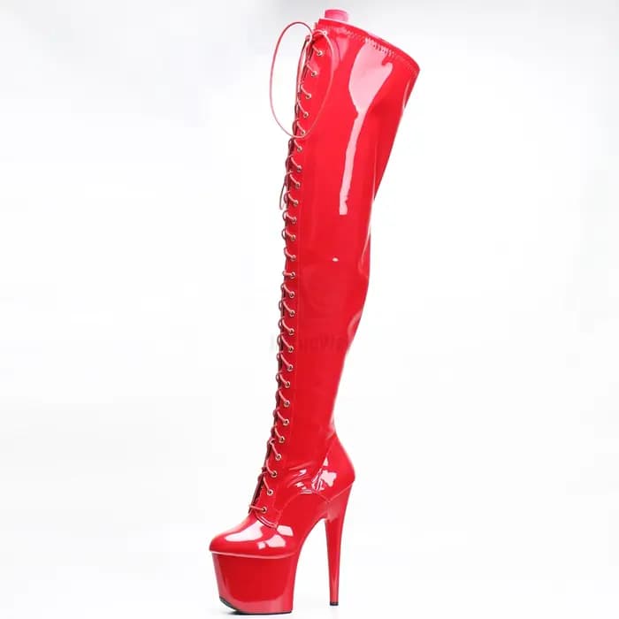 Bottes cuissardes à talon aiguille de 7 pouces avec plateforme