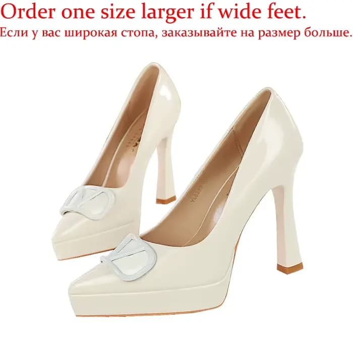 Chaussures à talons hauts élégantes pour femmes, 12 cm, escarpins en cuir verni brillant, boucle, ch