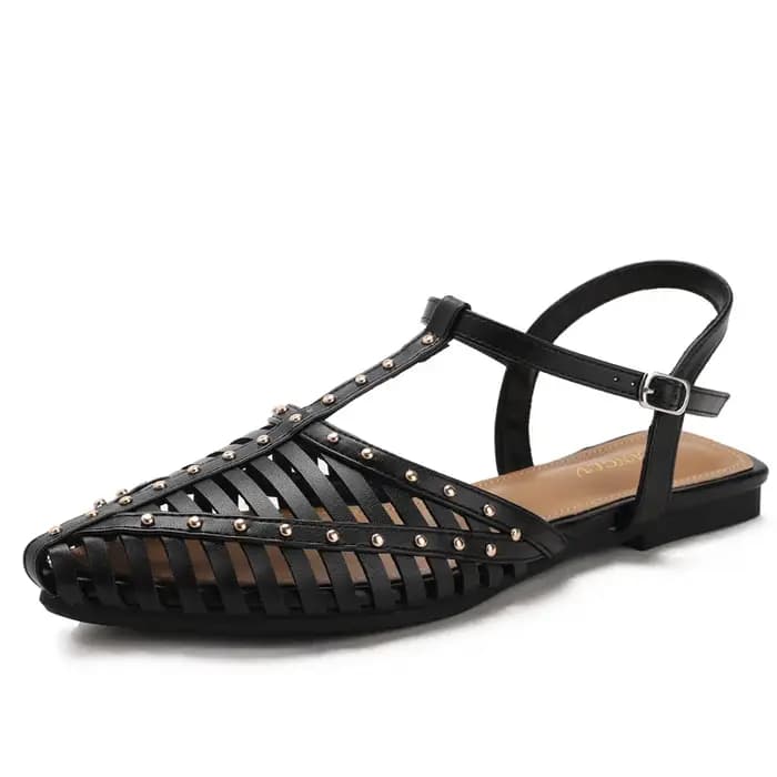 Sandales Rétro Femme 2026 Nouvelle Collection Été – Chaussures Décontractées Plates à Rivets Style Romain Creux – Босоножки Женские