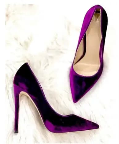 Escarpins pointus en velours à enfiler peu profond pour femmes, chaussures à talons hauts, robe de s