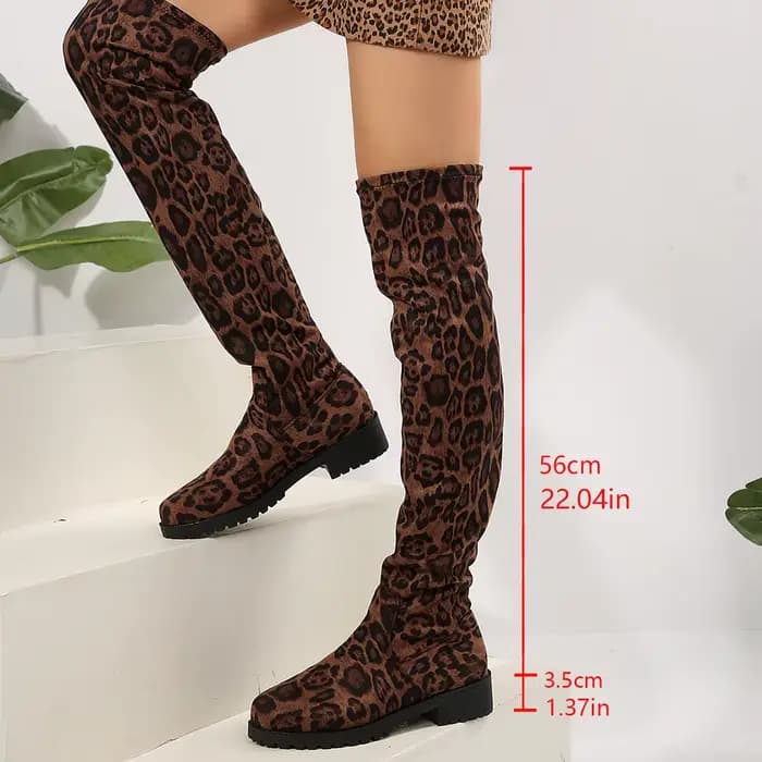 Bottes au dessus du genou pour femmes, cuissardes, talons bas, tendance, élégantes, grande taille, confortables, mode, tête ronde, noires
