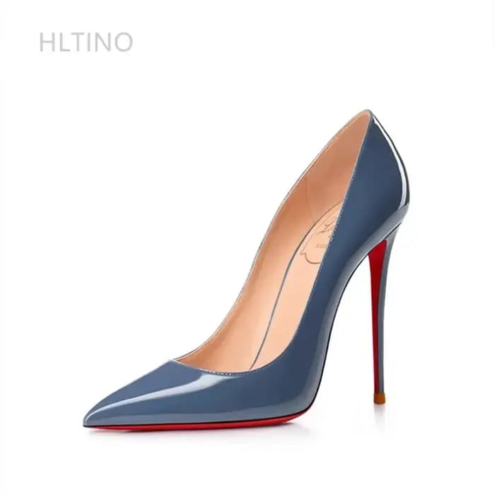 HLTINO bleu marine pompes fond rouge grande taille 43 femmes marque de luxe talons hauts pour robe de soirée lumineux printemps été chaussures