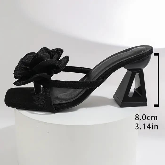 Sandales à talons épais à fleurs roses pour femmes