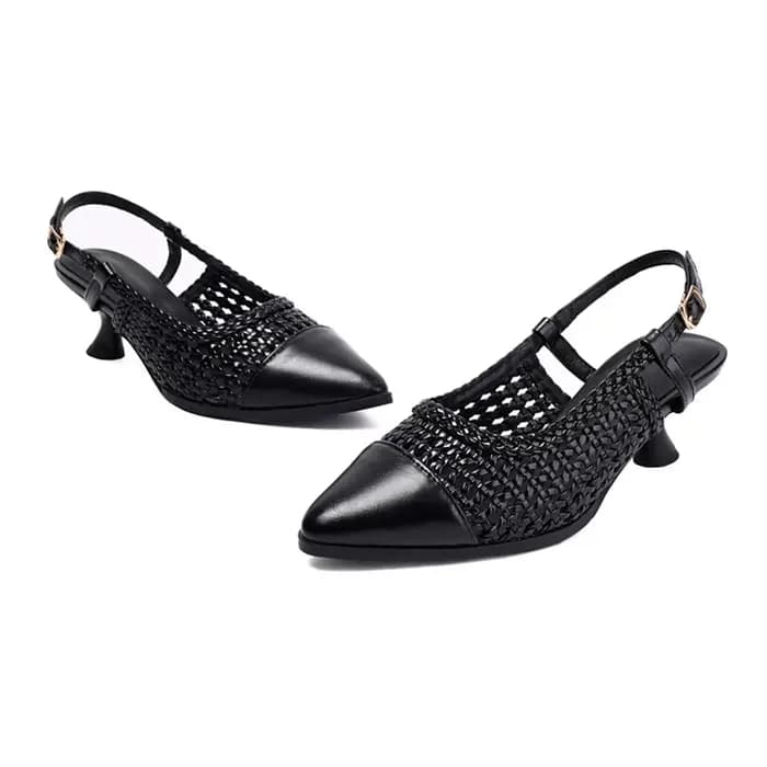 Sandalias De Mujer 2025 été nouveau Style Sexy mode sandales femmes chaton talon bout pointu évider boucle sangle dames chaussures