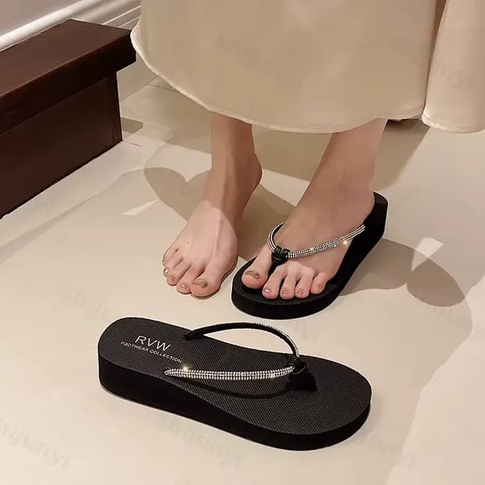 Tongs à talons compensés pour femmes, optique décontractée, sandales astronomiques, pantoufles de plage, chaussures à plateforme pour femmes, été, nouveau, 2025