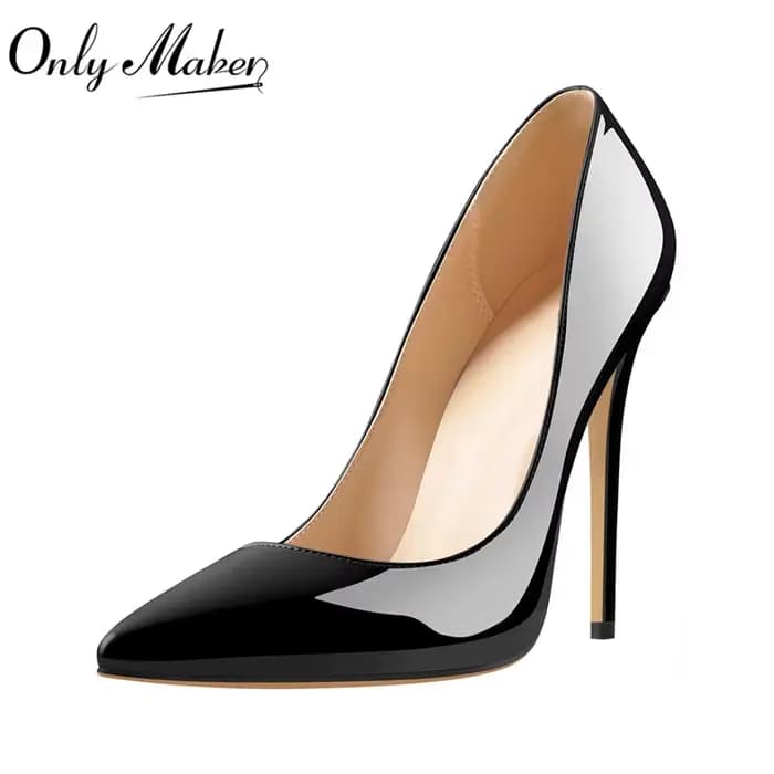 Onlymaker escarpins classiques en cuir véritable bout pointu sans lacet talons aiguilles Sexy 4.7 po