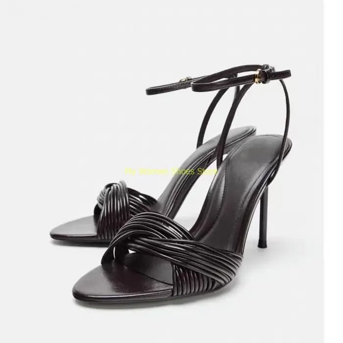 Sandales à talons aiguilles torsadées à brides