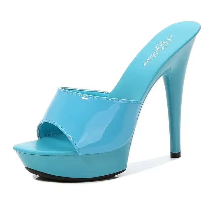 Femmes pantoufles Mule sandales en cuir verni Sexy mode 13CM diapositives chaussures de fête pour femme luxe rouge