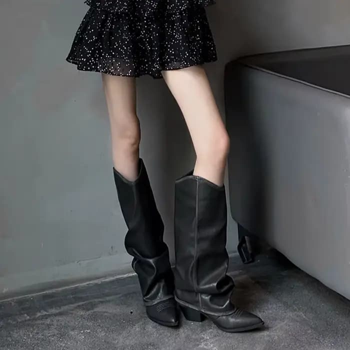 Bottes de chevalier style punk à talon haut pour femme