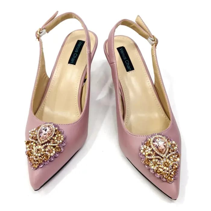 NigWin-Venus Chan Ensemble de chaussures et de sacs pointus pour femme, rose, talon haut, cristal co