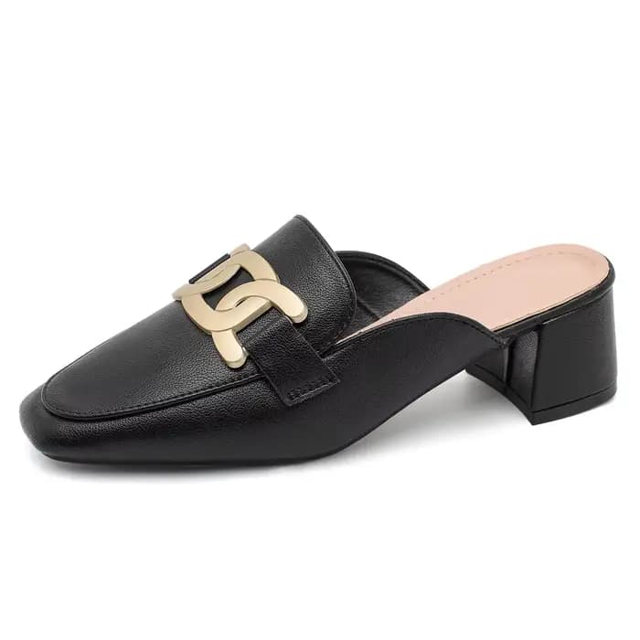 Mules confortables à talon épais grande taille pour femme, à bout ouvert, à enfiler, talons hauts, m