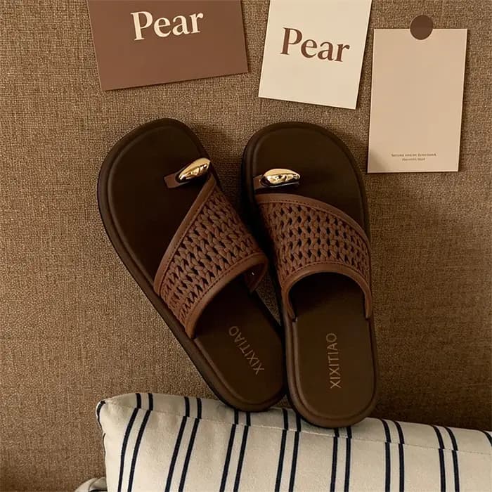 Sandales d'été XIXITIAO pour femmes, mode décontractée, design en maille tissée, tongs de plage confortables à plateforme pour femmes